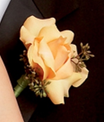 Peach Waterfall Boutonniere from Lloyd's Florist, local florist in Louisville,KY