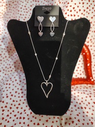 Silver heart and heart ear rings  from Lloyd's Florist, local florist in Louisville,KY