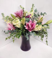 STOCK AND LILY BOUQUET from Lloyd's Florist, local florist in Louisville,KY