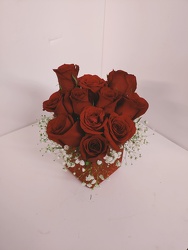 Red Roses in Glitter Cube 