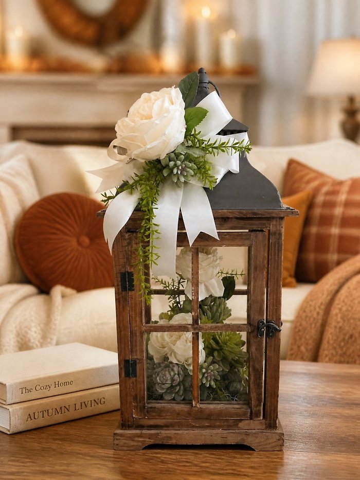 Ivory Succulent Lantern