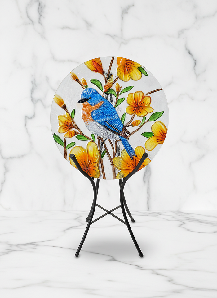 Bluebird Glass Bird Bath