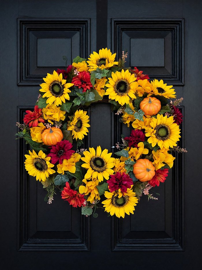 Sunflower and Pumpkin Wreath