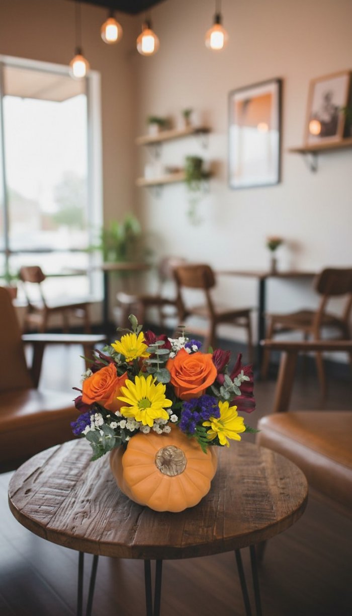 Pumpkin Container with Fall Mix