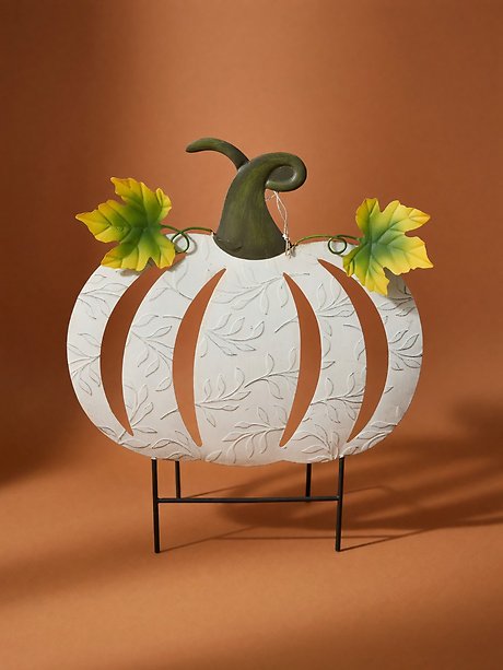 Pumpkin Yard Stake - White