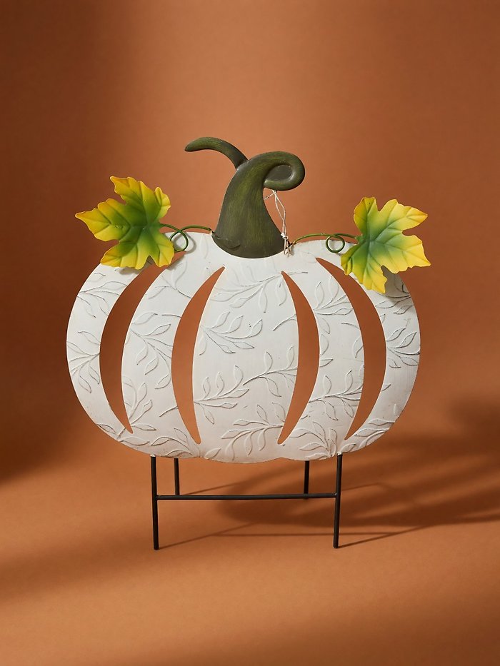 Pumpkin Yard Stake - White