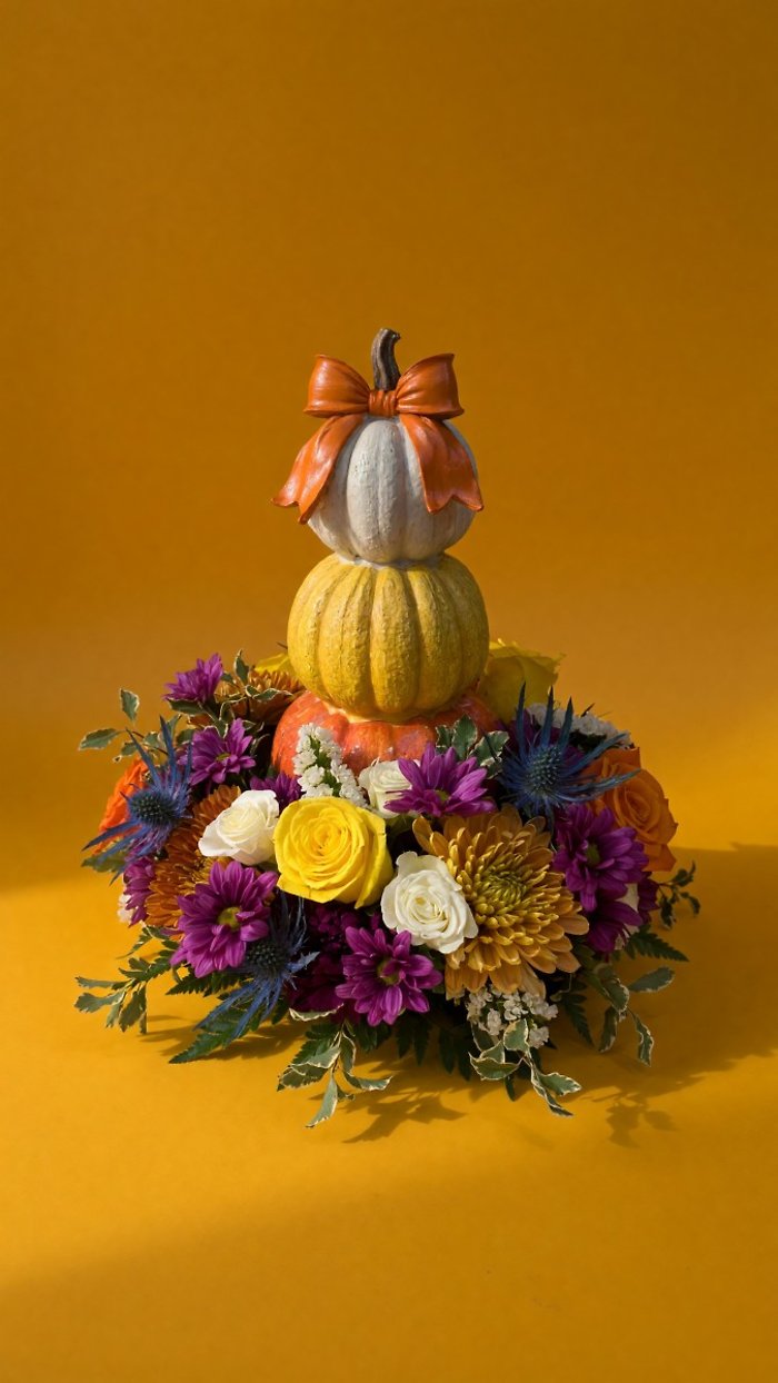 3 Stack Pumpkin Floral Arrangement