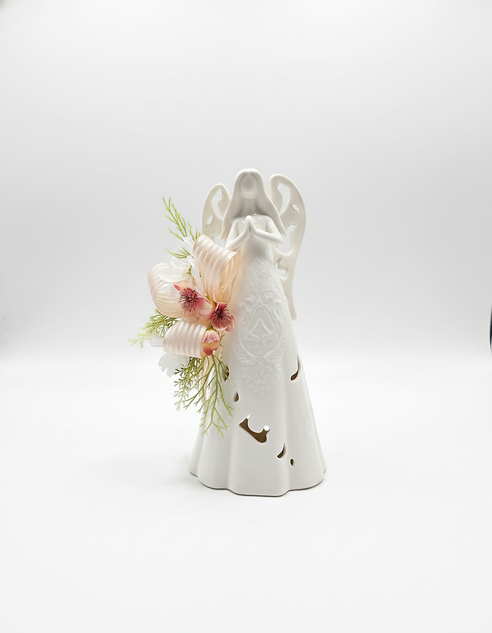 Angel Light Up Lamp with Silk Flowers