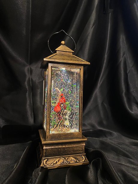 Cardinal Snow Globe Lantern