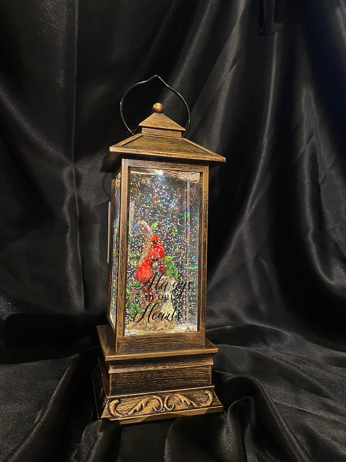 Cardinal Snow Globe Lantern