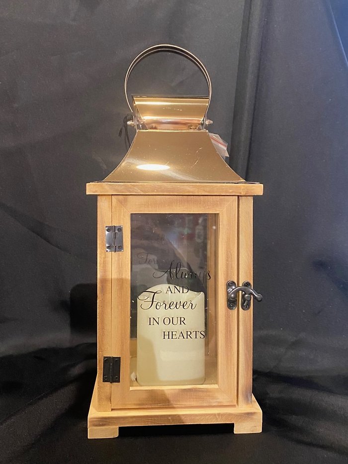 Brass Top Wood Lantern
